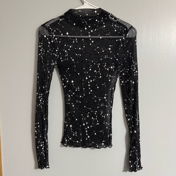 3/$32 SHEIN Black Celestial Sheer Long Sleeve Top Size Small - Picture 3 of 5